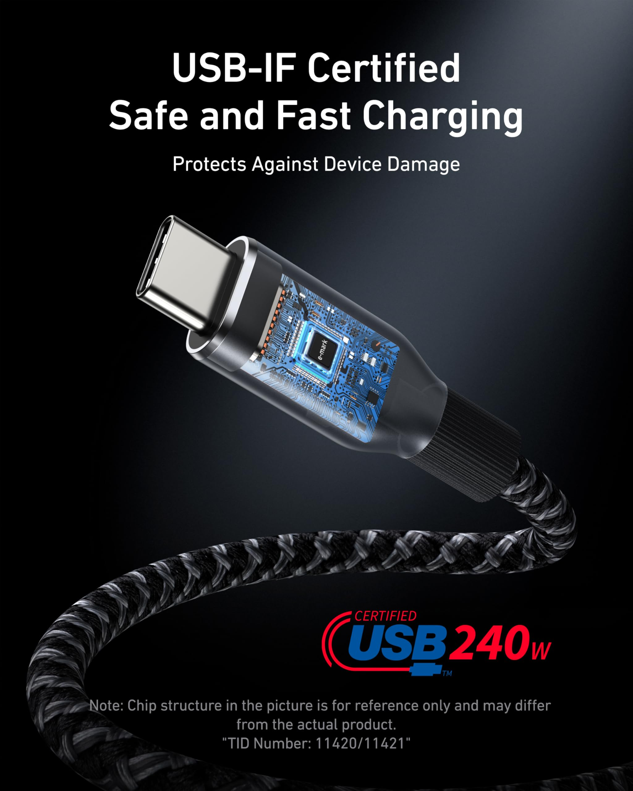 Anker Prime USB-C to USB-C Cable (6FT, 240W, Upcycled-Braided)- Black Anker Prime USB-C to USB-C Cable (6FT, 240W, Upcycled-Braided)- Black